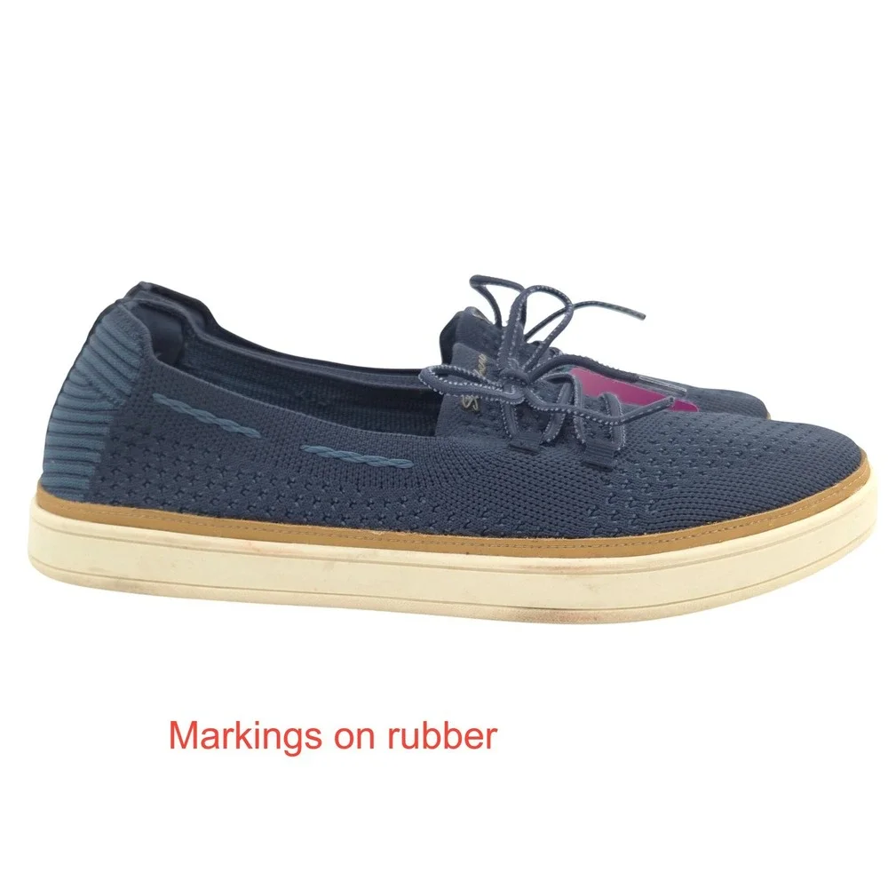 Skechers Coastal Drive Sneakers Womens 9.5 Blue Boat Shoe Knit Memory Foam NEW